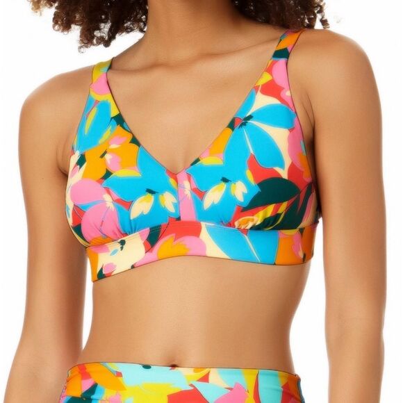 ANNE COLE WOMEN’S EASY TRIANGLE BIKINI SWIM TOP ONLY SIZE D COLOR PLUMERIA NWT - Picture 3 of 5